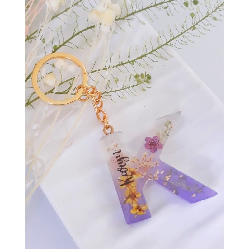 Ganci inisial resin custom nama | resin keychain | gantungan kunci alphabet resin