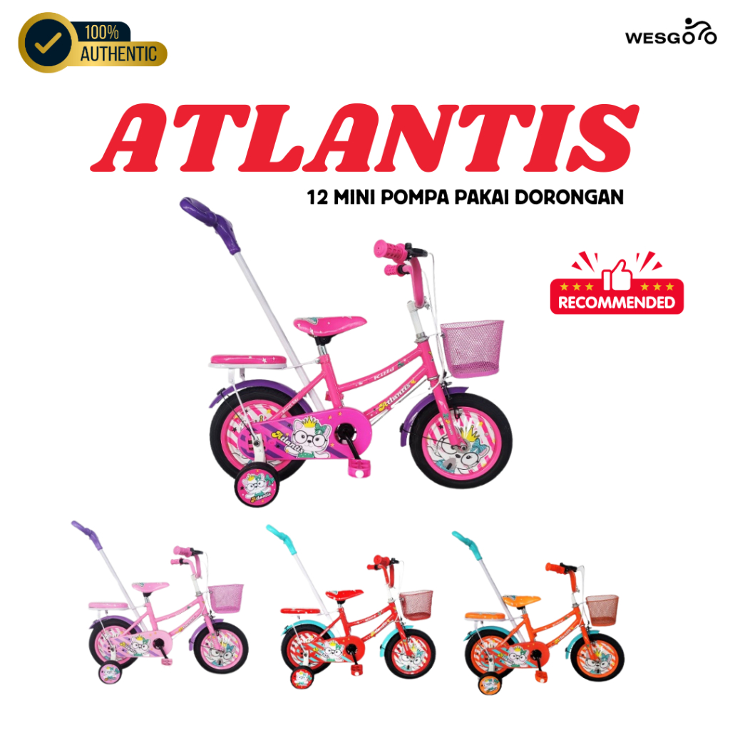 SEPEDA ANAK PEREMPUAN MINI "ATLANTIS 12" MINI POMPA DORONGAN"  SEPEDA MINI 12 VELION POMPA DORONG