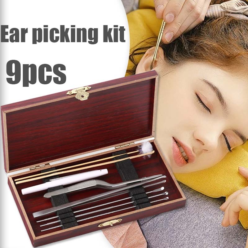 9pcs Alat Pembersih Telinga Alat Pembersih Telinga Lengkap Stainless Pembersih Telinga Ear Wax Picke