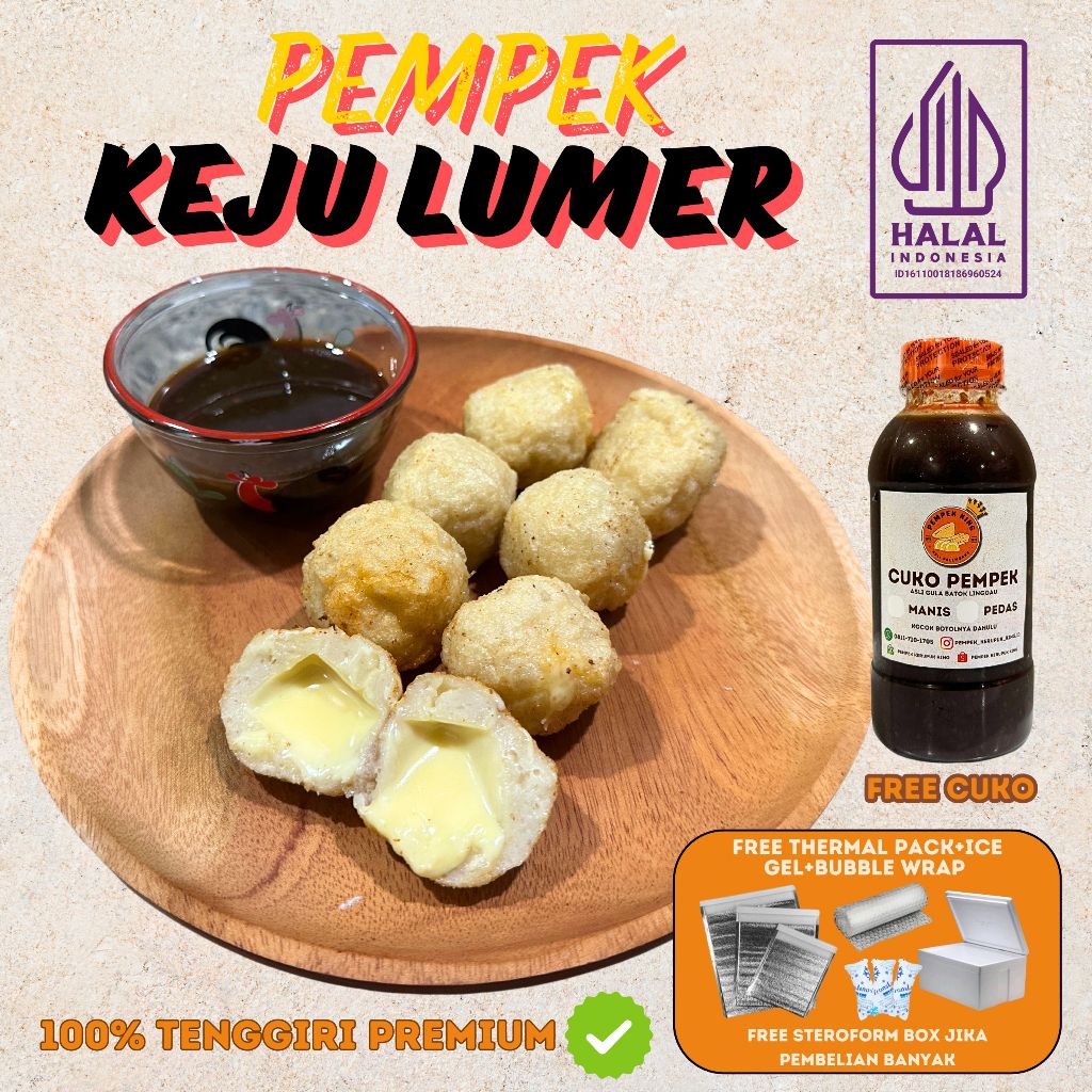 

[Halal] Pempek Keju Lumer 4/8 pc Mpek Mpek Palembang Paket Tenggiri asli vakum