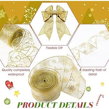 

Pita Pohon Natal Roll 6cm Luxe Gold pita organdi roll pita roll satin pita dekor pohon natal aksesoris natal gantugan pohon natal