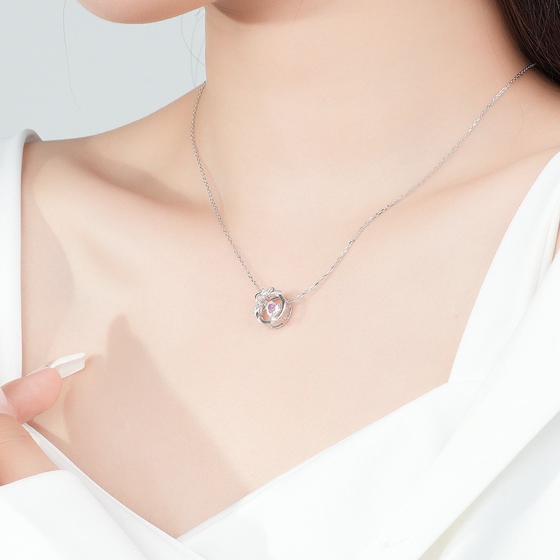 Bow Water Drop Pendant, Girl's Love Necklace, Small and Versatile, Ruyi Lock Necklace