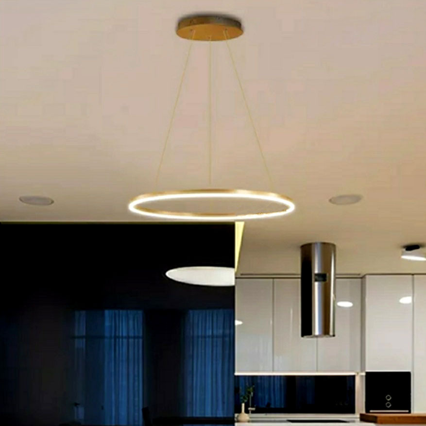 Lampu hias susun gantung tunggal cincin ring LED 3 sinar warna cahaya minimalis elegan lighting livi