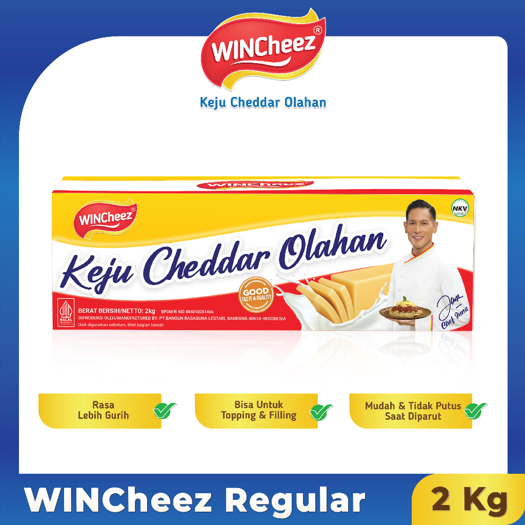 

Keju Wincheez Cheddar Cheese 2kg / Keju Wincheez Gold Cheddar Cheese 2kg