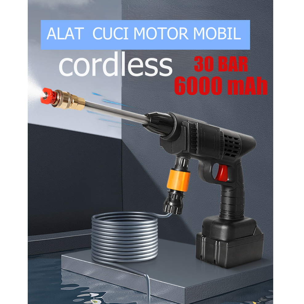 Semprotan Air Steam Cuci Motor Mobil Nozzle High Pressure 30 Bar Cordless rechargeable battery