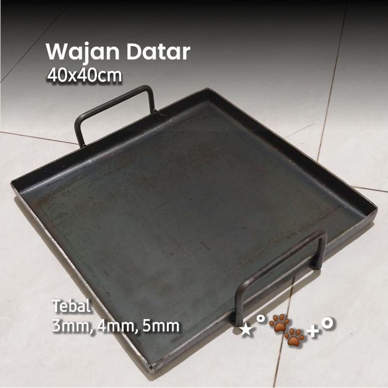 Wajan Datar Anti Lengket Baja Hitam 40x40cm