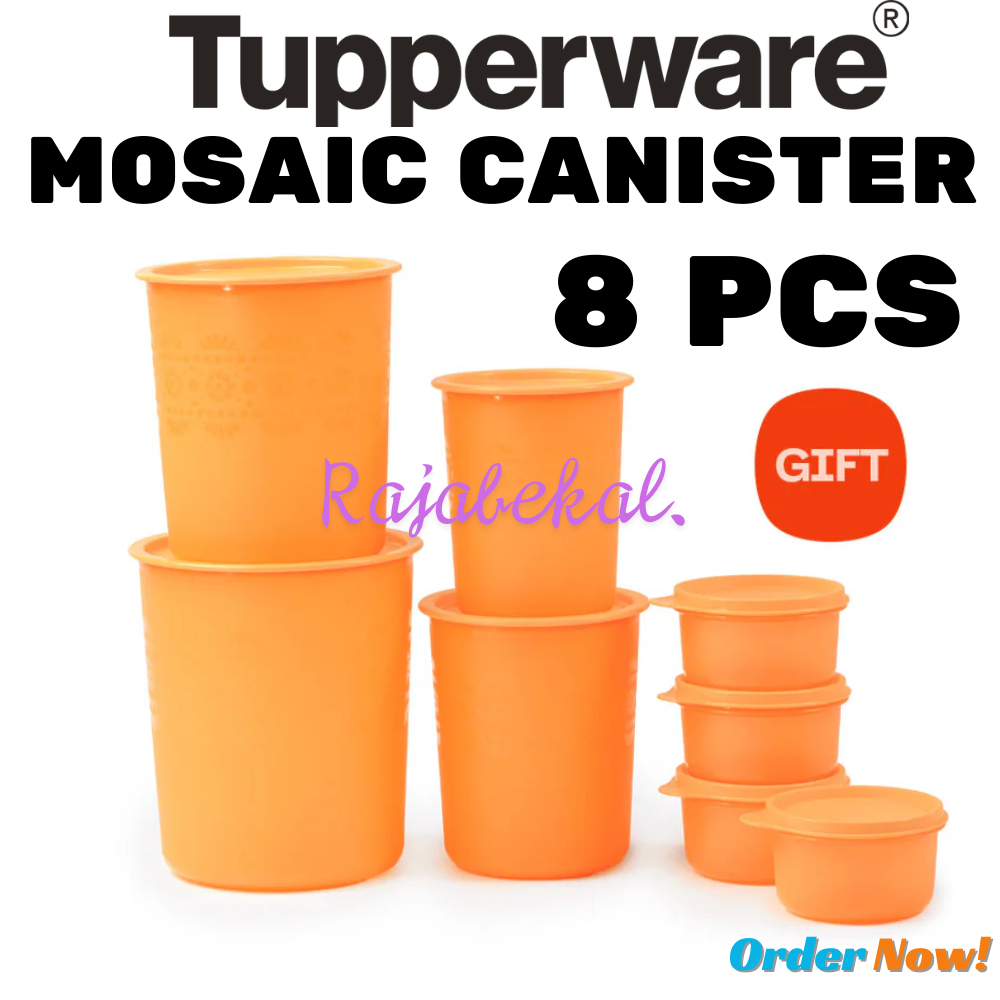 PROMO Tupperware  Deco Canister Set With gift 8pcs // Mosaic Canister Set with Gift