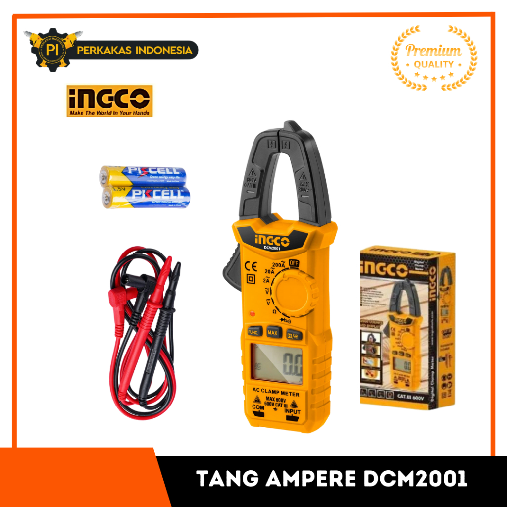 Tang Ampere Digital INGCO DCM2001 Tang Ampere Amper Multi Multimeter DCM2001 INGCO Digital LCD Clamp