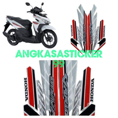 STICKER STRIPING BODY MOTOR VARIO TECHNO 125 2017 ISS PUTIH