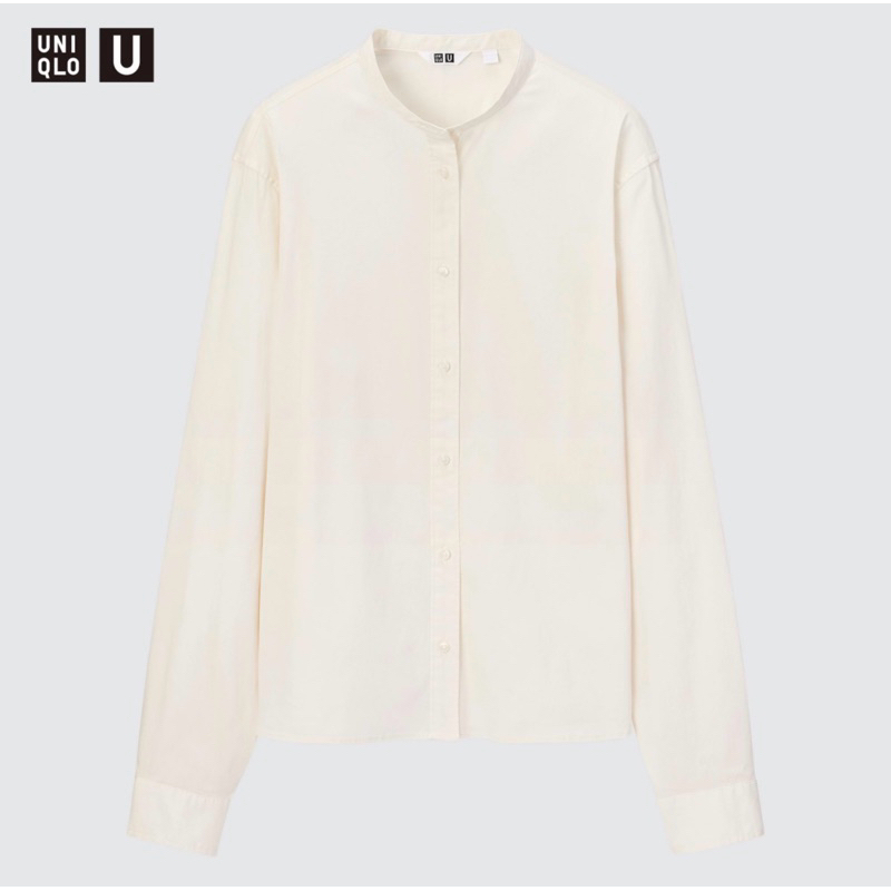 Uniqlo mandarin collar shirt uniqlo u shirt uniqlo light yellow shirt uniqlo high collar kemeja uniq
