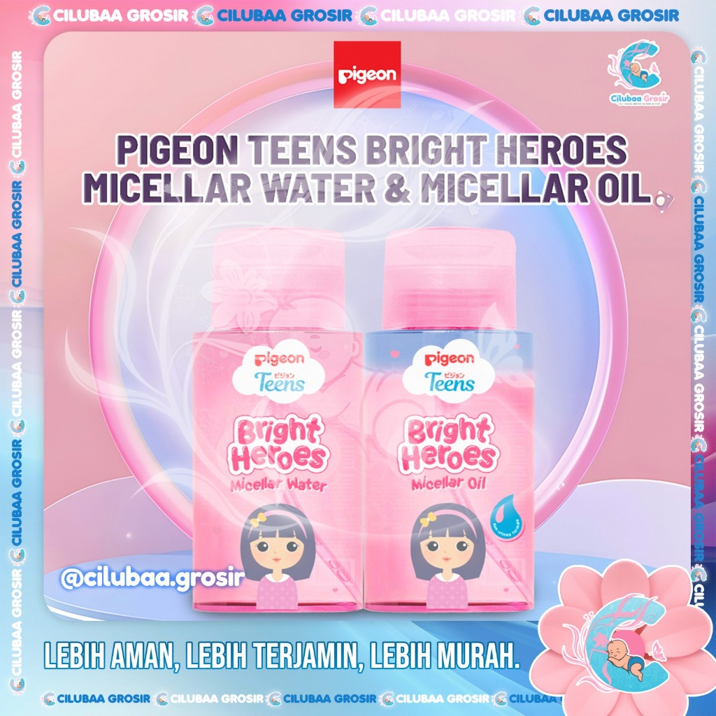 PIGEON TEENS Bright Heroes Micellar Water & Micellar Oil 100ml || Pembersih Wajah Double Cleansing |