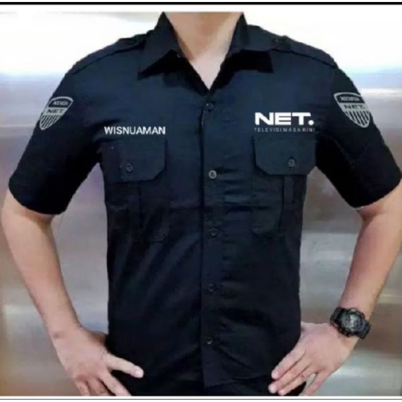 KEMEJA NET TV LENGAN PENDEK SERAGAM KERJA NET TV