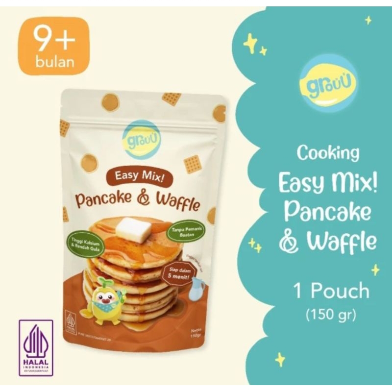 

Grouu Easy Mix Pancake & Waffle 150gr - cemilan anak tanpa pemanis buatan