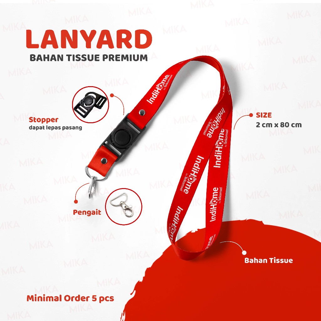 

Tali Lanyard Custom Fullcolour 2 Sisi Tanda Pengenal Restoran / Instansi