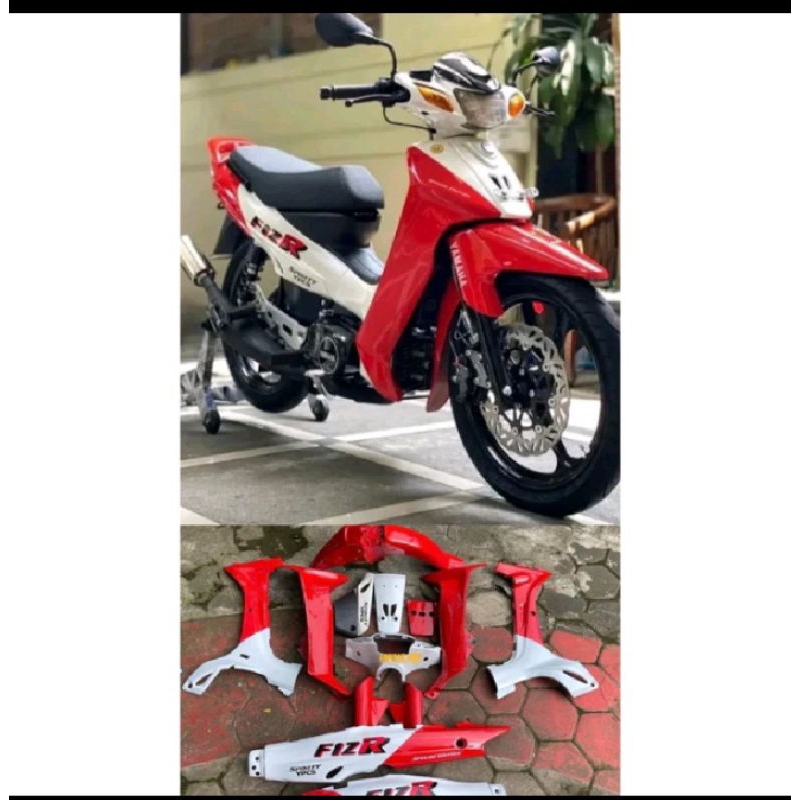 BODY SET YAMAHA FIZ R MERAH + PUTIH SET STRIPING