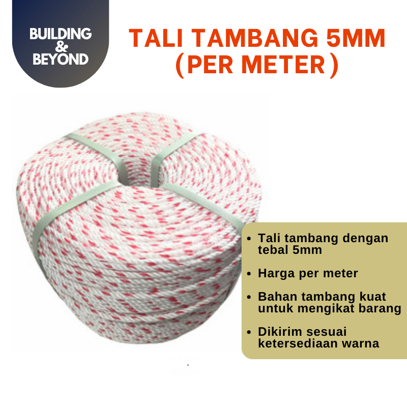 

TALI TAMBANG PUTIH CORAK DORENG PER METER TEBAL 5 MM