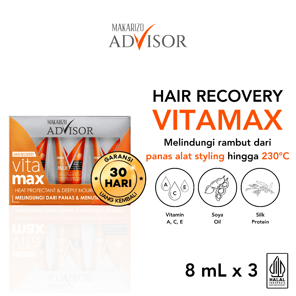 Makarizo Advisor Hair Recovery Vitamax 8mLx3 - Vitamin Rambut / Hair Vitamin / Serum Rambut