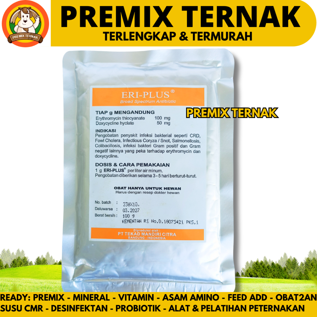 ERI PLUS 100 GRAM TMC - Obat Snot CRD Ngorok Ayam Unggas - Obat Ayam Paling Ampuh ERIPLUS