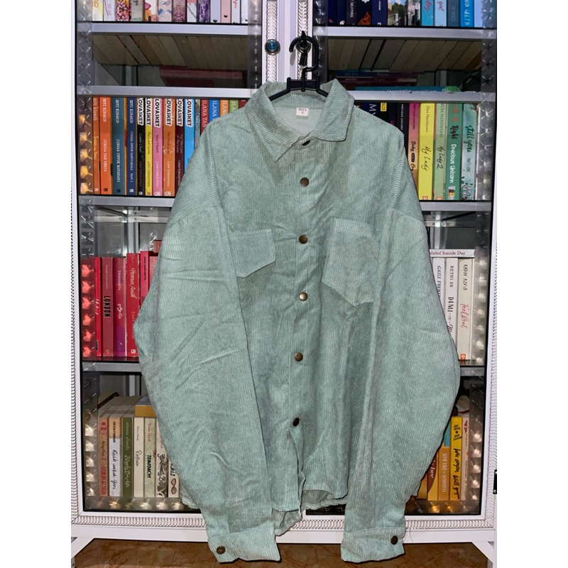 Preloved Kemeja Corduroy Overdize Sage Green