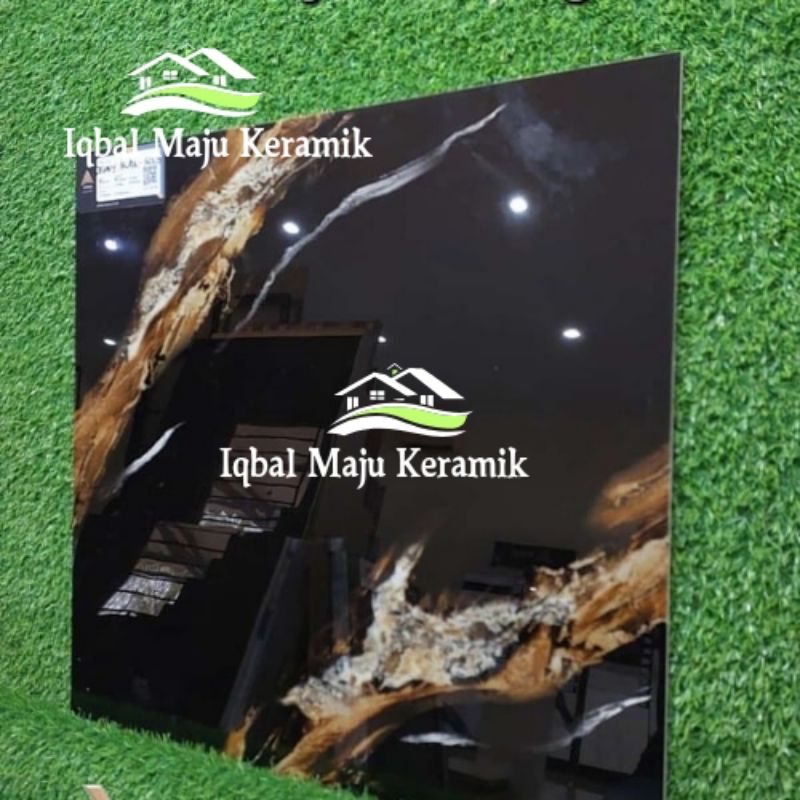 Granite Lantai 60x60 Devani Black Gold / Glossy