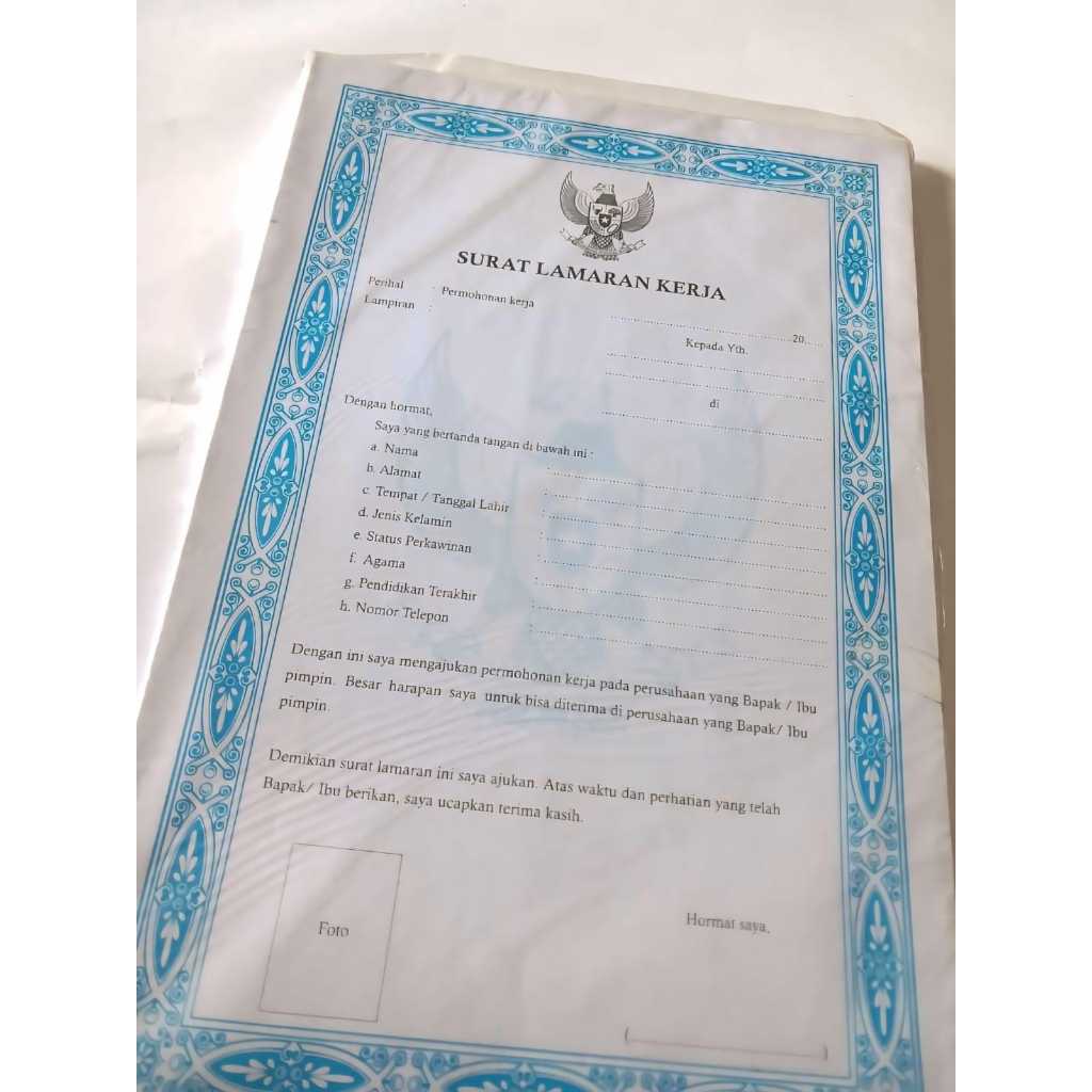

Surat Lamaran Kerja Form Blangko Lamaran Kerja Isi 100 Lembar
