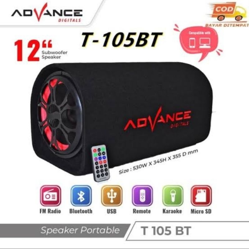 Speaker Advance T101 BT Bluetooth Portable Subwoofer 5inch / Speaker Guling Aktif T101BT Speaker Sub