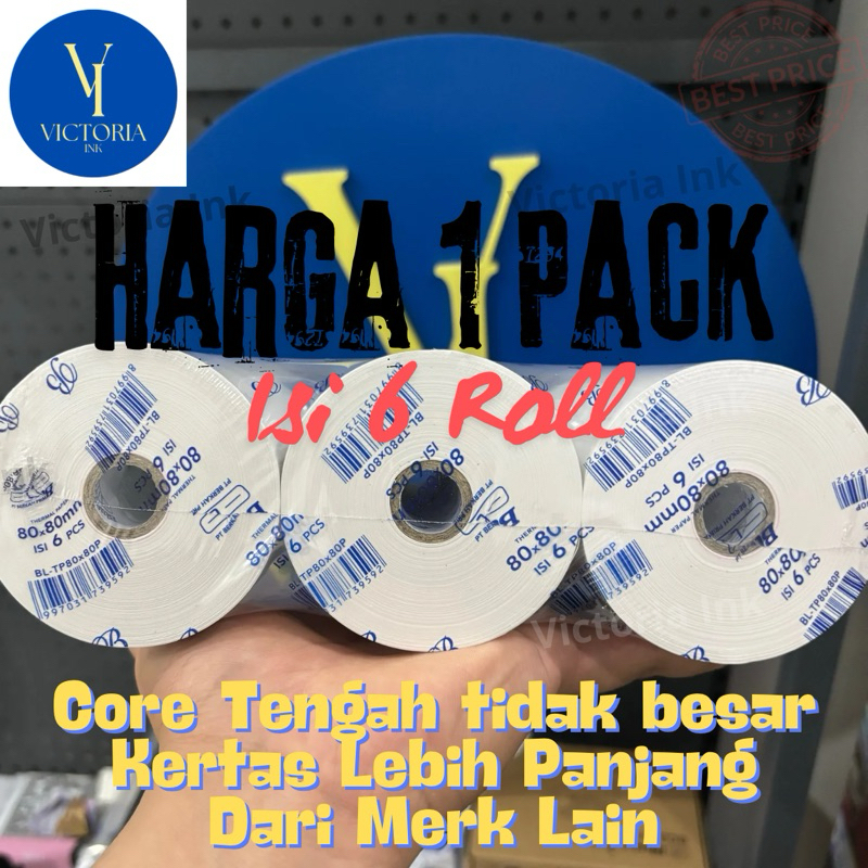 

InJO Kertas Thermal 80x80 Pack of 6 Roll 80x80 (P) KERTAS KASIR STRUK (KEMASAN PACK 6 Roll) KERTAS