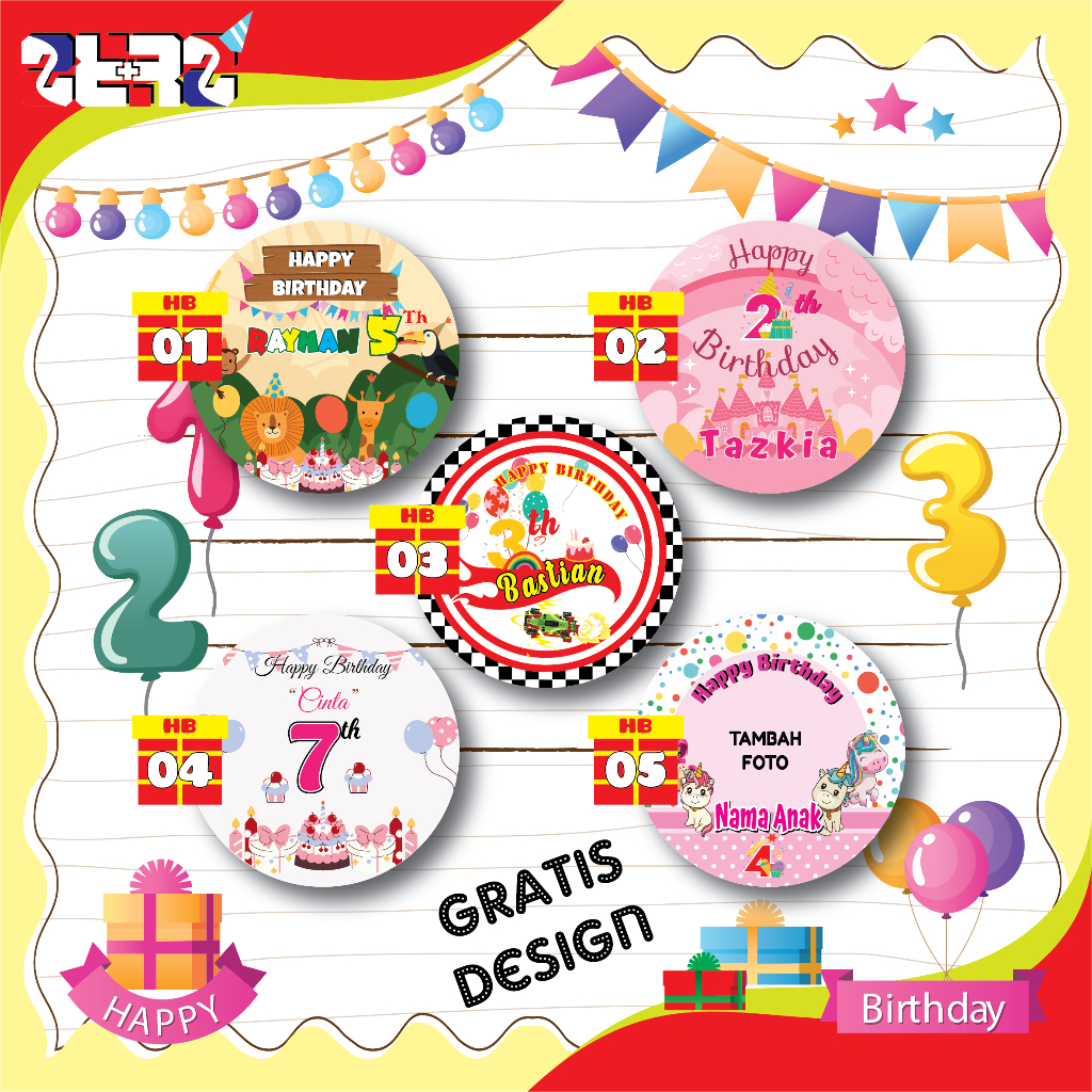 STIKER ULANG TAHUN ANAK GRATIS DESIGN TINGGAL TEMPEL