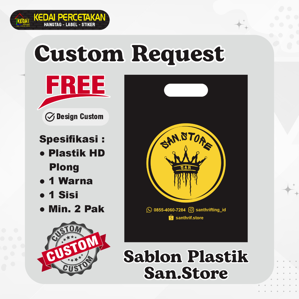 

Sablon Plastik HD Plong FREE DESIGN Ukuran 30x40cm