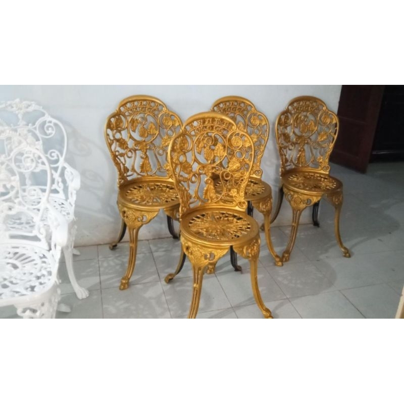Kursi Teras Kursi Taman Besi Ukir Gold
