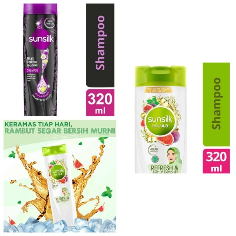 Sunsilk Shampoo Black Shine 320 ml dan Sunsilk Shampoo Hijab Refresh 320ml