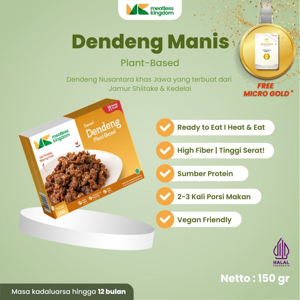 

Daging Vegan Dendeng Rasa Manis - Meatless Kingdom - Kaya Serat & Sumber Protein