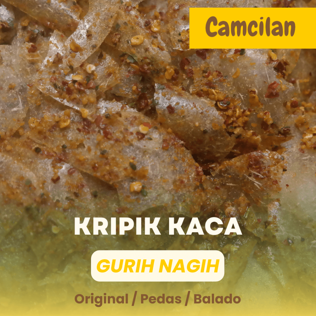 

Kripik Kaca / Kripca/ Kripik beling original,Balado,Pedas gurih daun jeruk