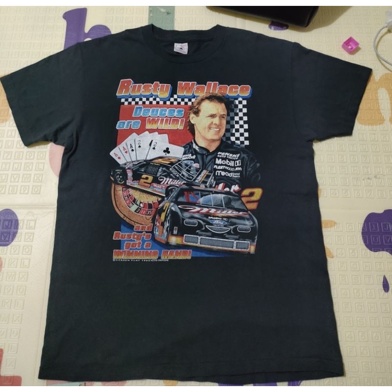 kaos nascar vintage original rusty wallace miller copy right 1996 kaos second murah kaos preloved mu