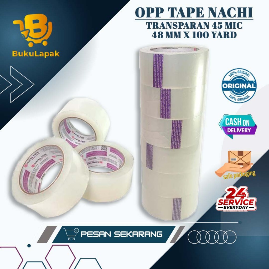 

Lakban Nachi Isolasi Bening 48 MM x 100 Yard Original 2 Inch x 100 Yard Opp Tape Nachi