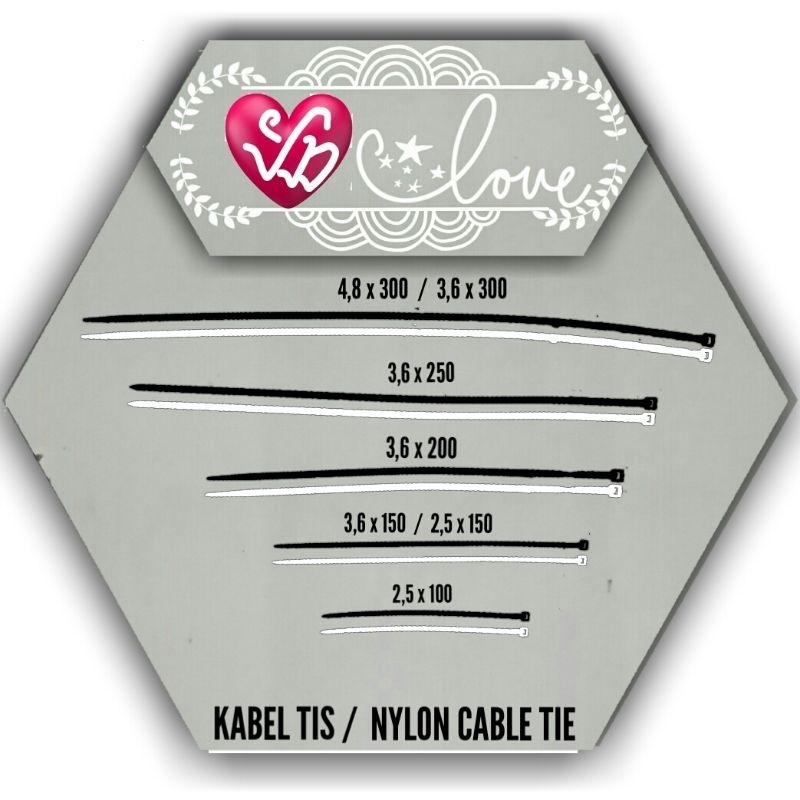 (20 bj) Kabel Tis 300 x 4,8 mm Nylon Cable Tie Hitam / Putih