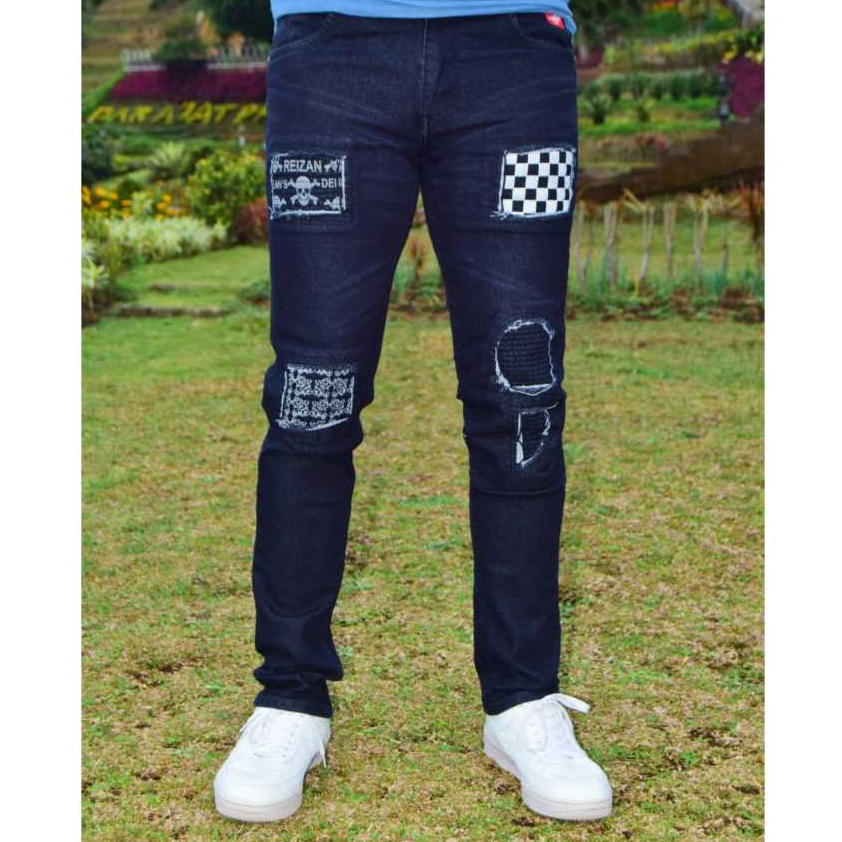 Celana Jeans Panjang Ripped bikers S 2 Black Bageur/ celana sobek brand BLACK BARON/BLACK REIZAN  ce