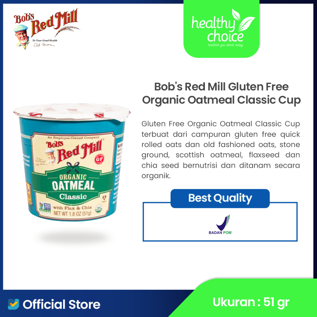 

Bob's Red Mill Gluten free Organic Oatmeal Classic Cup 51 gr