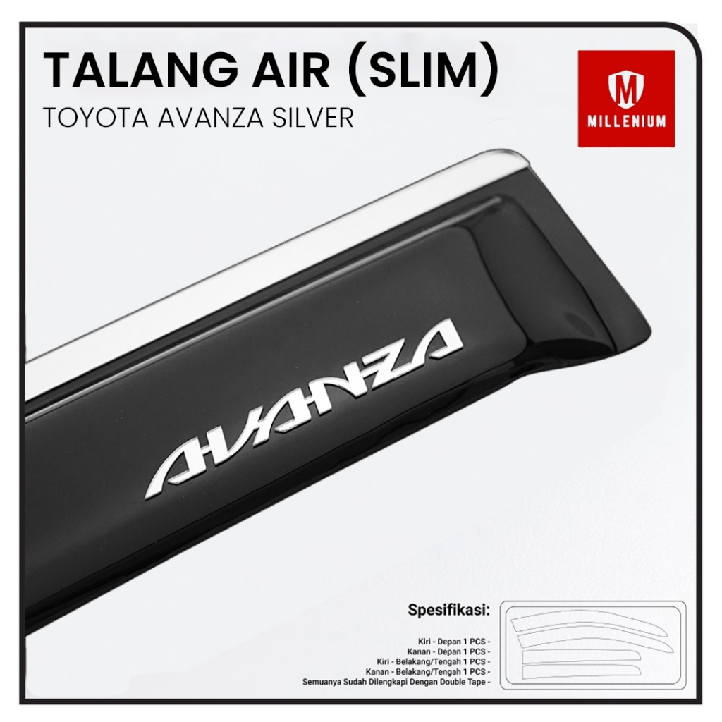 Talang Air Pintu Mobil Toyota Avanza Lama 2004 - 2011 Model Slim List Chrome 4 Pintu