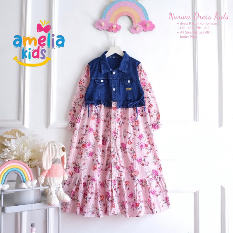 Nurwa Dress Kids by Amelia Dress Anak Motif Lucu Model Terbaru Baju Muslim Anak Usia 5-8 Tahun Gamis
