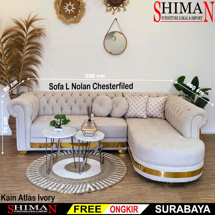 Sofa Ruang Tamu Sofa Chesterfiled |  Sofa Luxury | Sofa L Nolan JUMBO
