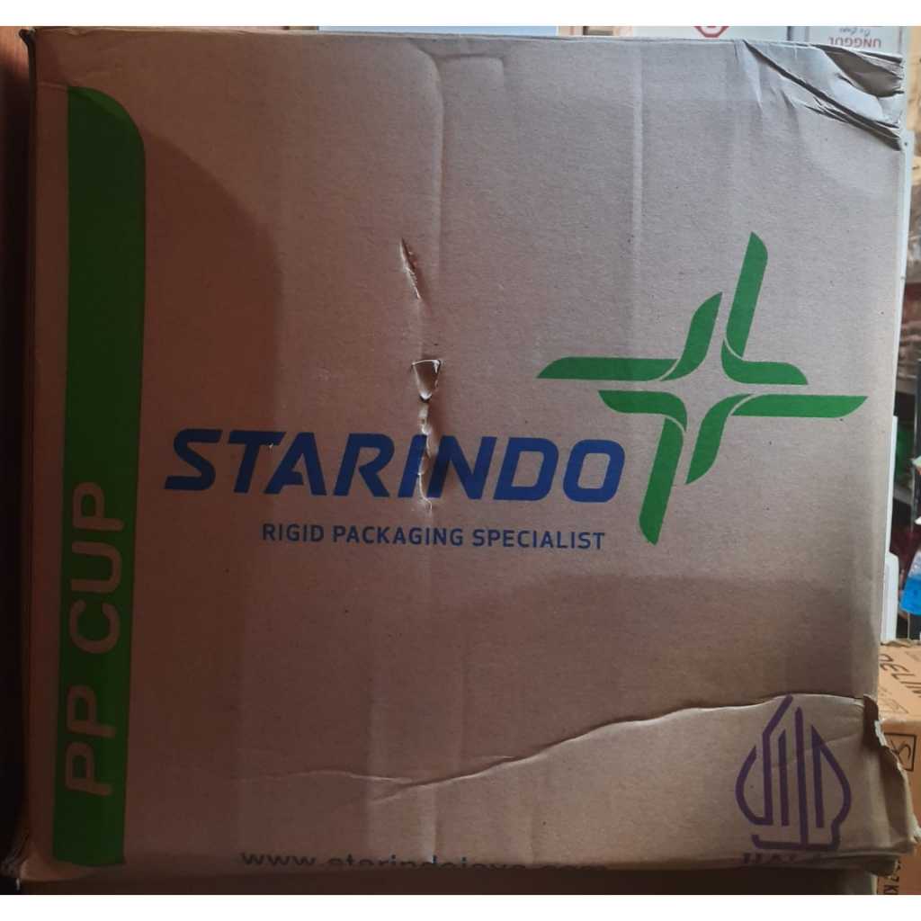 Gelas Plastik Cup PP Starindo datar 16 oz 7 gr dan 18 oz DATAR  8 gr (DUS)