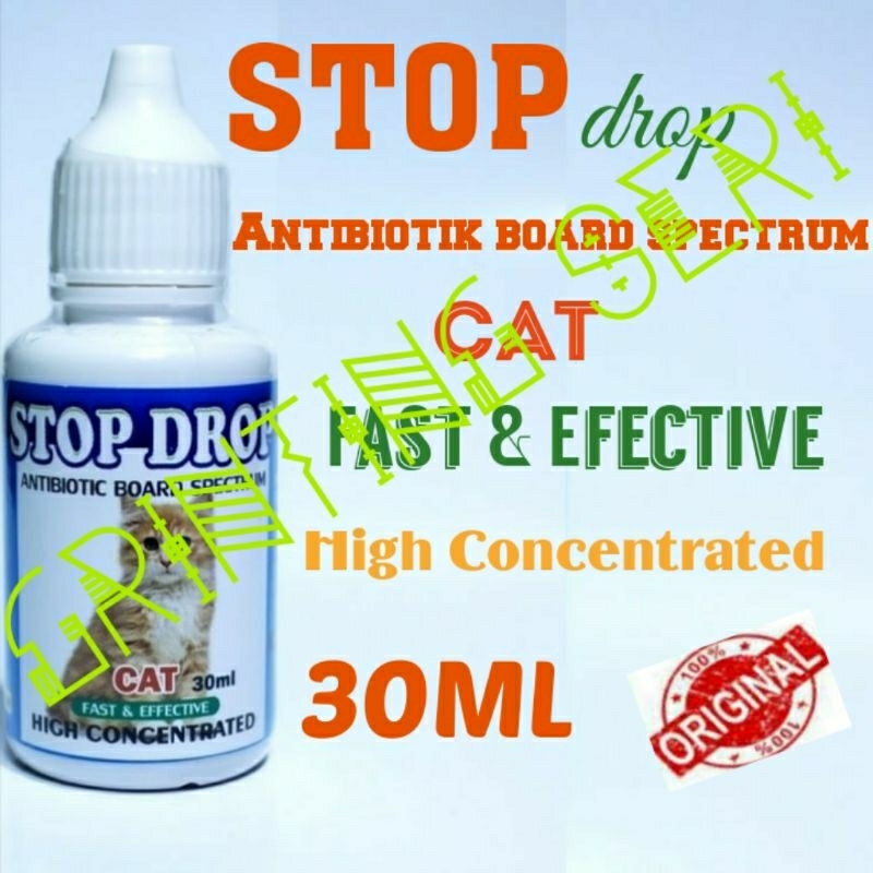 ANTIBIOTIK UNTUK KUCING Stop Drop Netto 30ml  mengatasi demam flu berat dan antibiotik untukKucing S