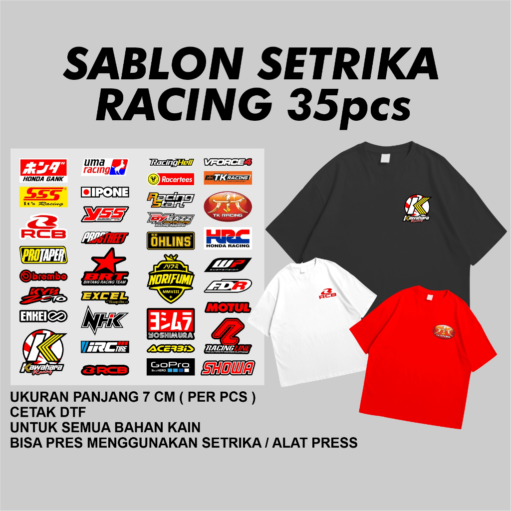 

Sablon Setrika Logo Sponsor Racing Pack isi 35 pcs