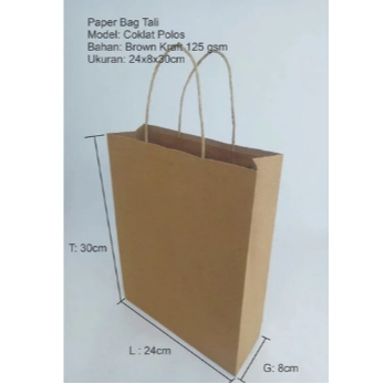 

(10 Pcs) Paperbag Coklat M 30x8x24cm Tali 125gsm