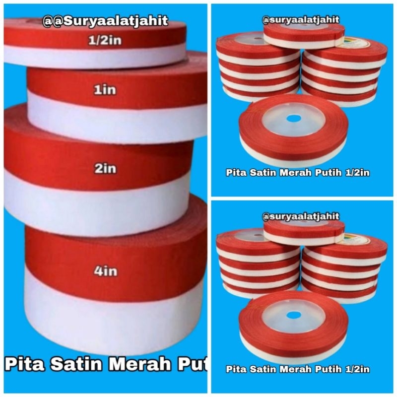 

Pita satin Merah Putih 1/2in utk Agustusan @20y =rp.7.250/1rol