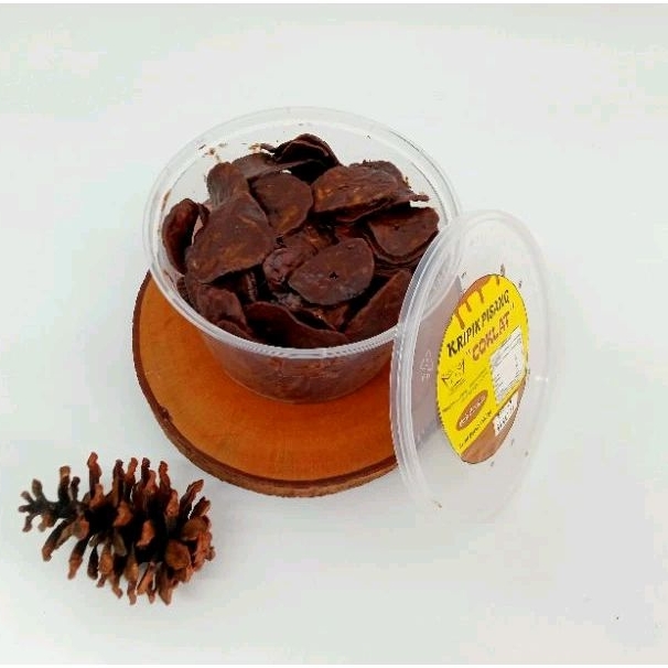 

Kripik pisang coklat /pisang lumer varian dark chocolate 500 ml isi 150 gr.