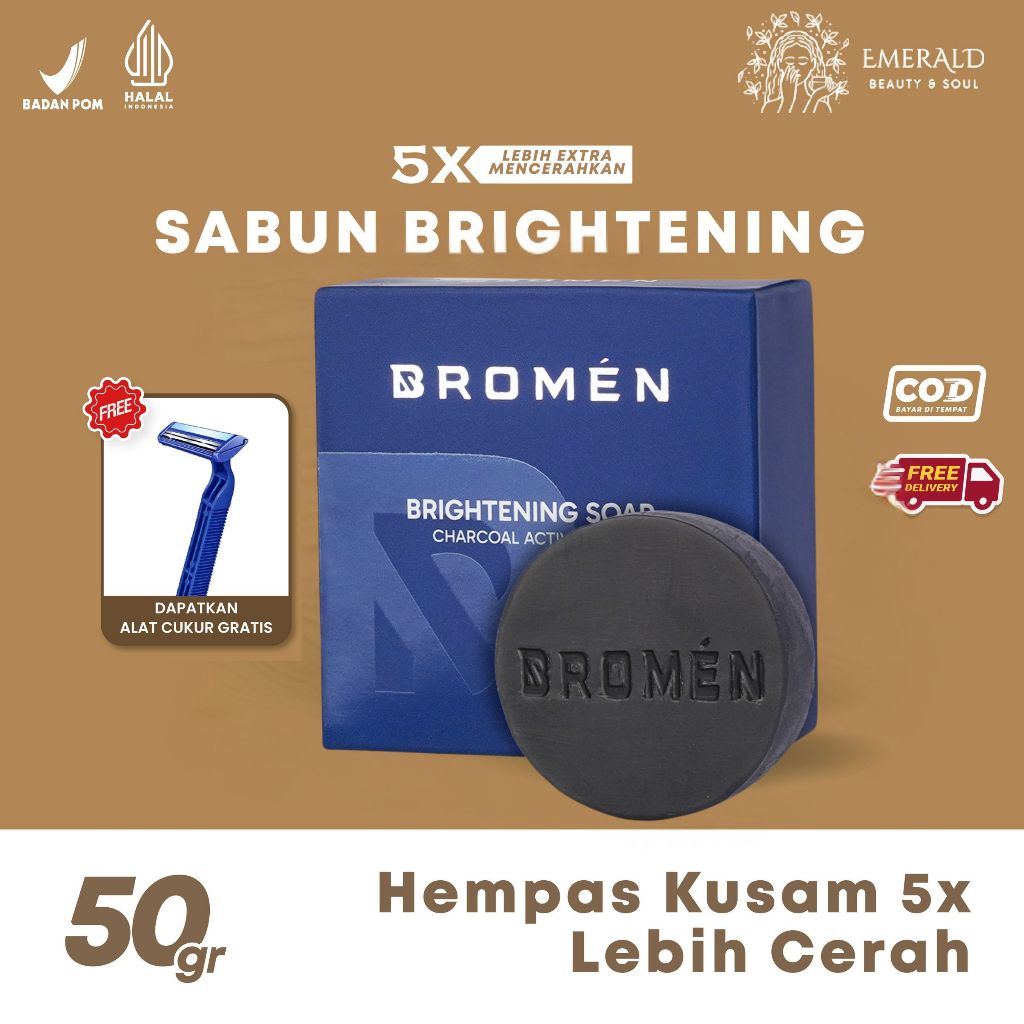 BROMEN BRIGHTENING SOAP Sabun Cuci Muka Pria Mencerahkan Kulit Wajah Kusam Penghilang Flek Hitam