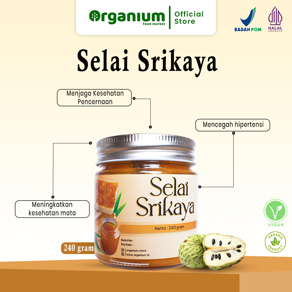 

Srikaya Jam ORGANIUM Selai Srikaya, Selai Roti Srikaya - 240g
