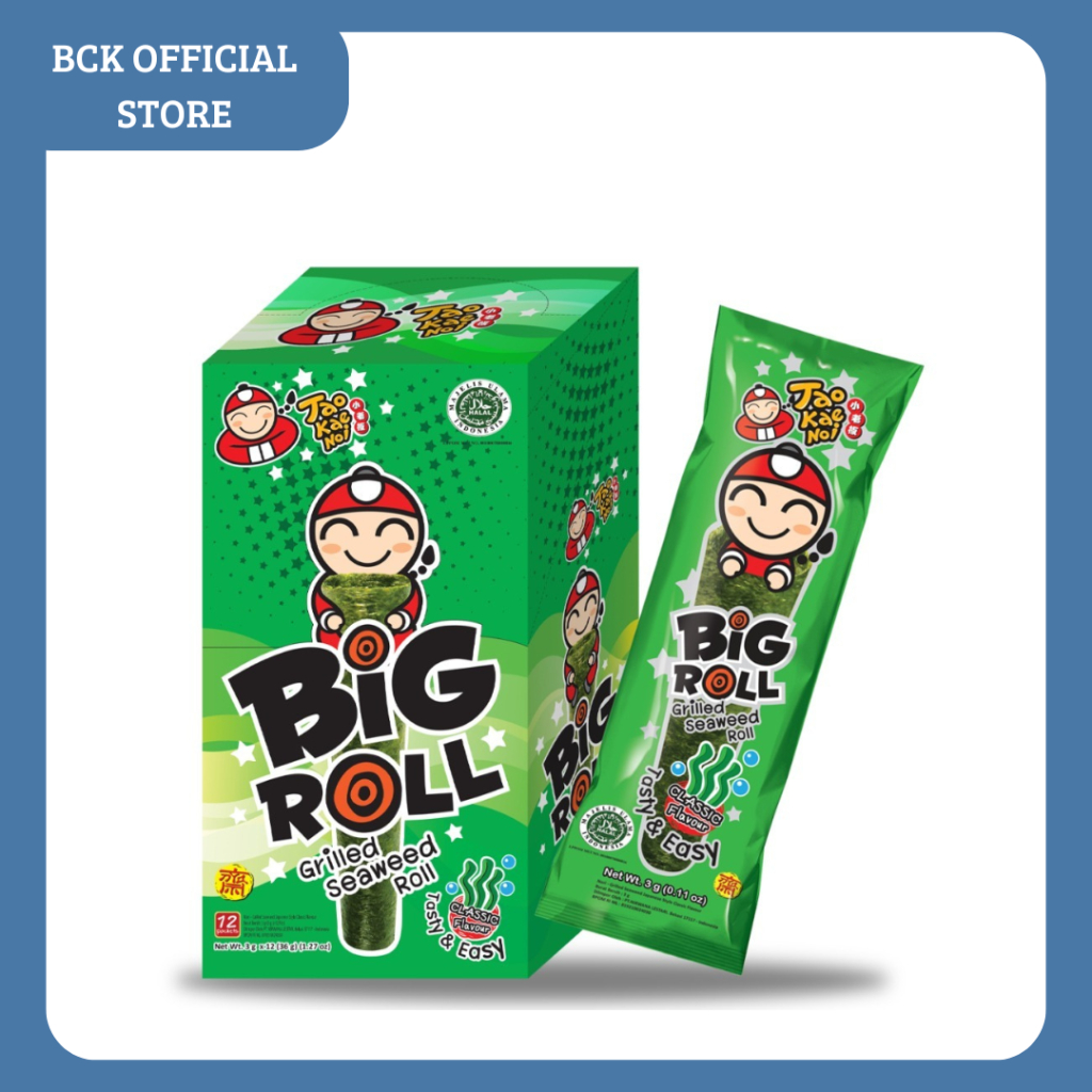 Tao Kae Noi Big Roll Grilled Seaweed Roll 12x3gr (1Box)